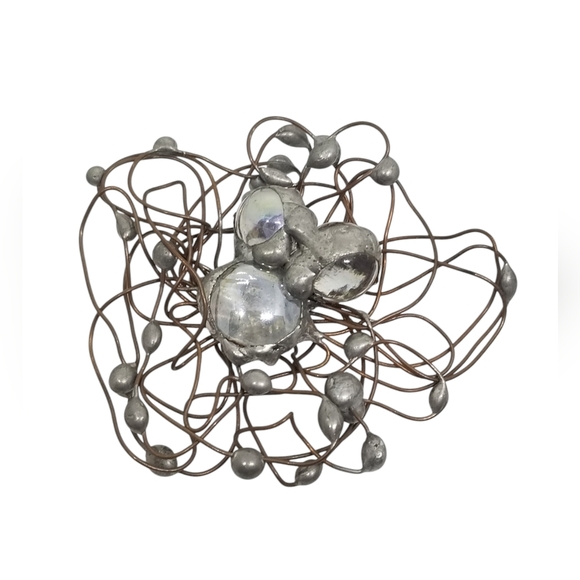 VINTAGE ARTISAN MADE ABSTRACT COPPER WIRE & LEAD STATEMENT BROOCH - Picture 1 of 4